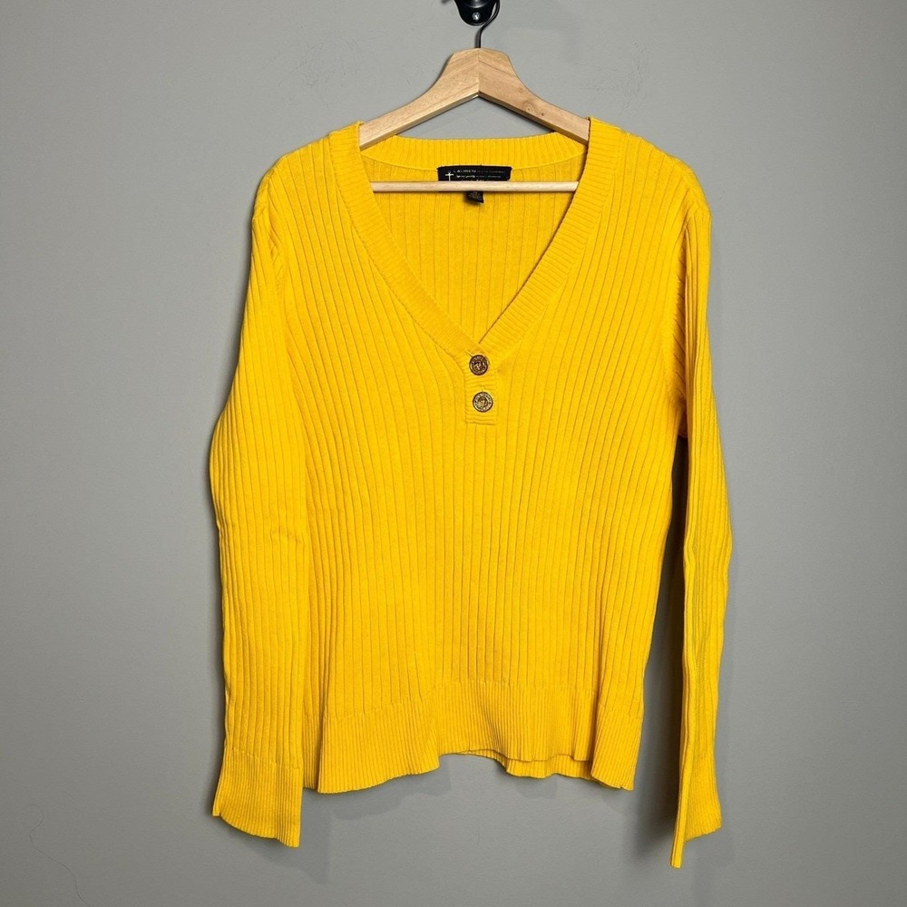 Lauren Jeans Company Sweater Women's Extra Large Yellow Knit VTG Y2K‎ 80s  Layer